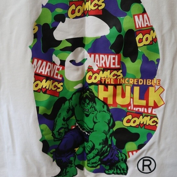 BAPE Marvel Comic White Hulk Tshirt Small - Picture 4 of 12